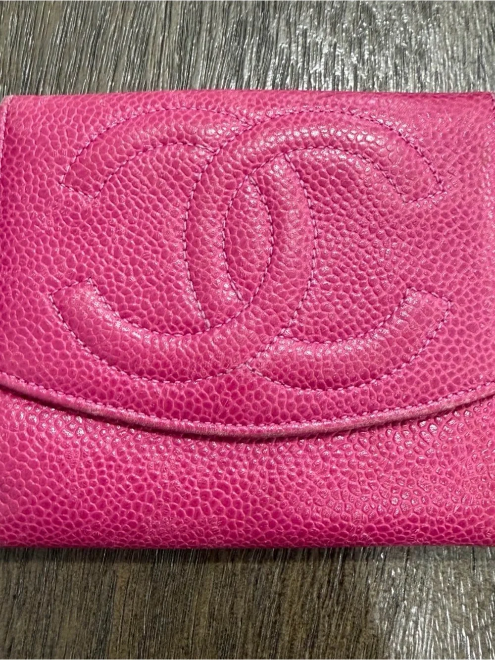 CHANEL vintage Hot Pink Quilted Caviar Leather Wallet